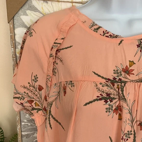 Peach Floral Print Blouse M NEW! - Picture 5 of 10